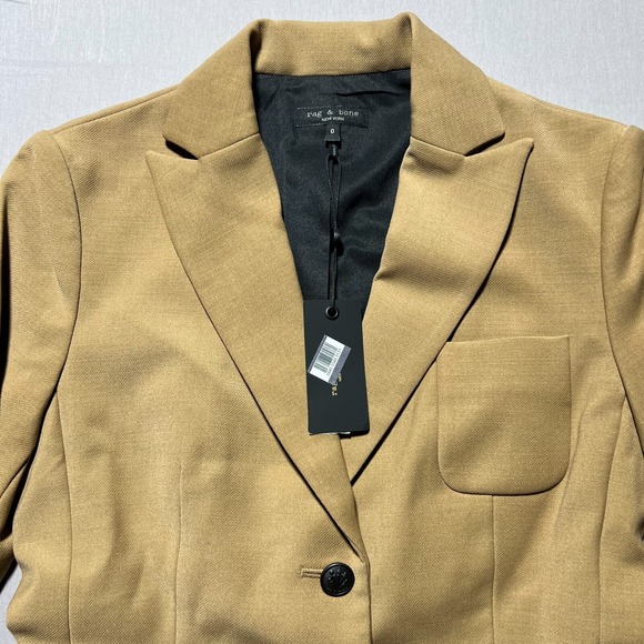 Rag & Bone Womens Camal Notch Lapel Double Button Nancy Short Blazer Size 0 - Picture 6 of 14